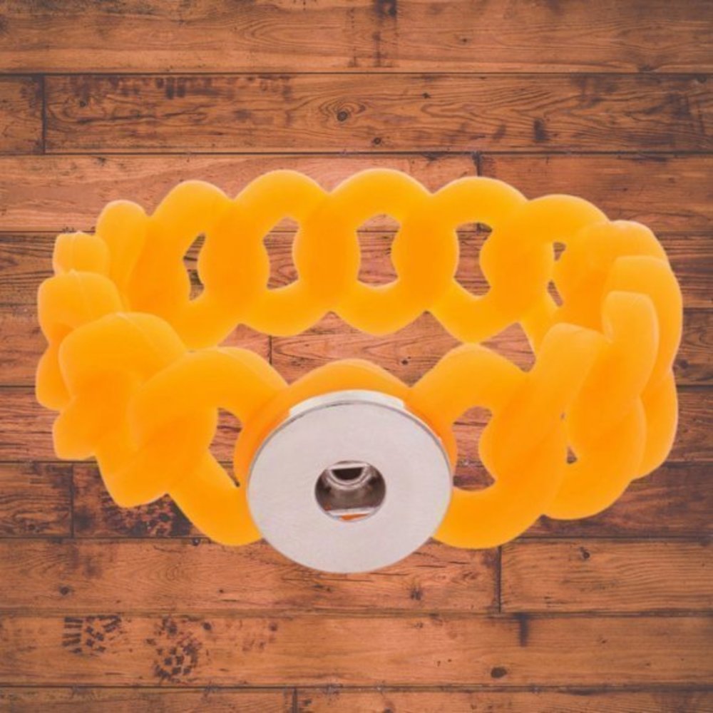 Orange Snap Button Silicone Stretch Bracelet
